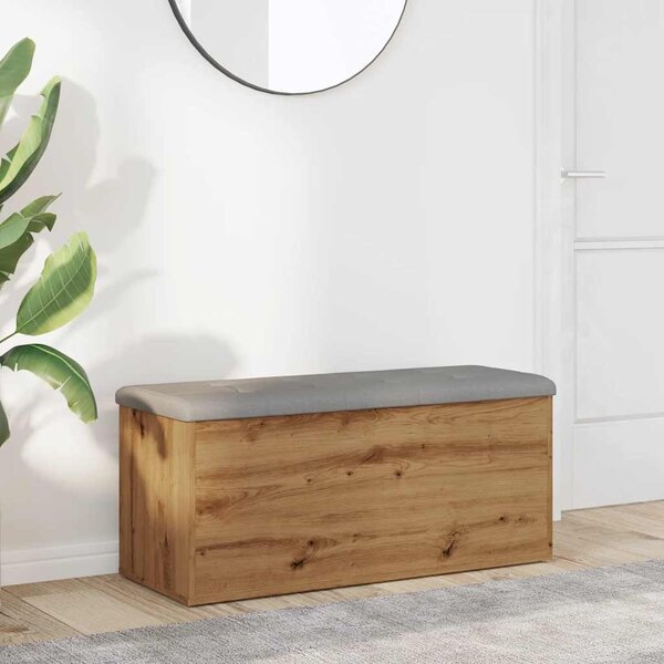 Kézműves tölgyfa tárolópad 102 x 42 x 45 cm rétegelt fából