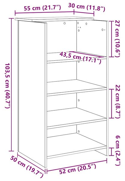 Recepciós pult betonszürke 55x50x103,5 cm szerelt fa