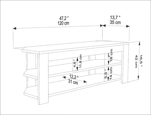 Hanah Home TV Stand Travertine Rita - Travertine