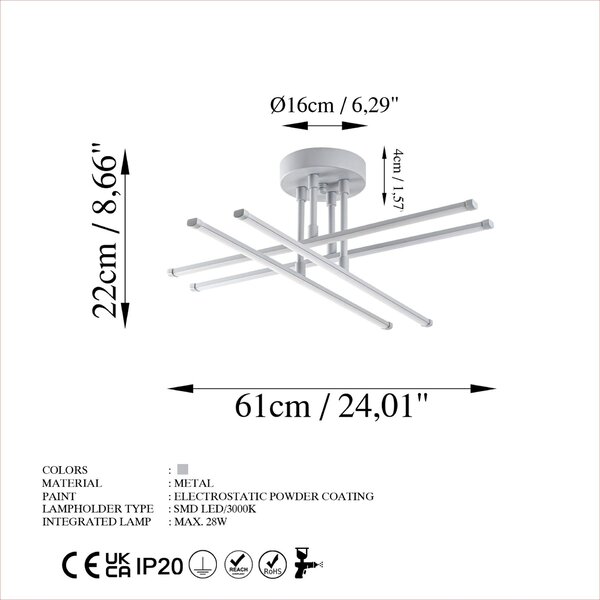 Opviq Csillár Nardo Szürke Exhaust-13663