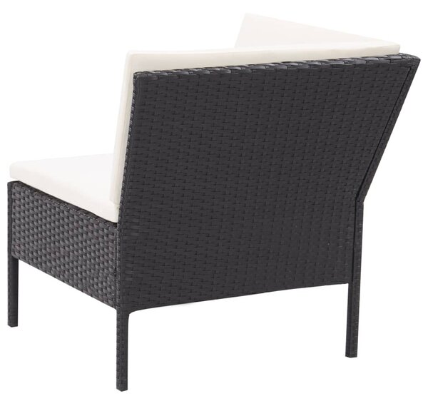 3 részes fekete polyrattan kerti ülőgarnitúra párnákkal