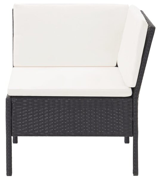 3 részes fekete polyrattan kerti ülőgarnitúra párnákkal