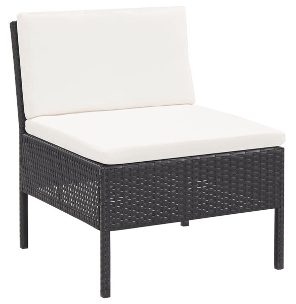 3 részes fekete polyrattan kerti ülőgarnitúra párnákkal
