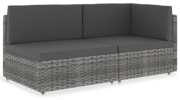 2 személyes szürke elemes polyrattan kanapé
