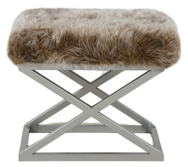 Atelier Del Sofa Capraz plüss puff - Ezüst, Barna