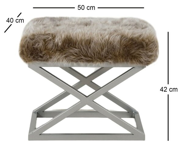 Atelier Del Sofa Capraz plüss puff - Ezüst, Barna