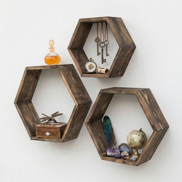 Hanah Home Dekoratív Fa Fali Polc Wooden Raf351
