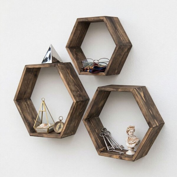 Hanah Home Dekoratív Fa Fali Polc Wooden Raf351