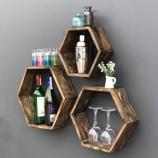 Hanah Home Dekoratív Fa Fali Polc Wooden Raf351