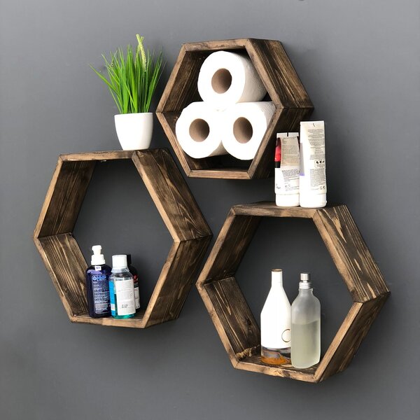 Hanah Home Dekoratív Fa Fali Polc Wooden Raf351