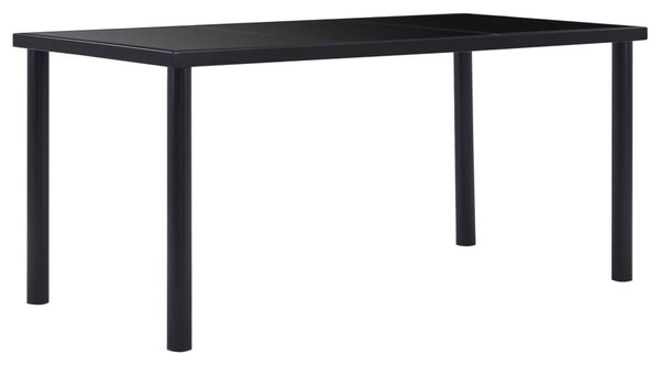 Fekete edzett üveg étkezőasztal 160 x 80 x 75 cm