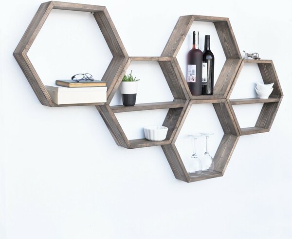 Hanah Home Fali polc Walnut Hex003