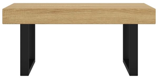 Világosbarna és fekete MDF és vas dohányzóasztal 90x45x40 cm