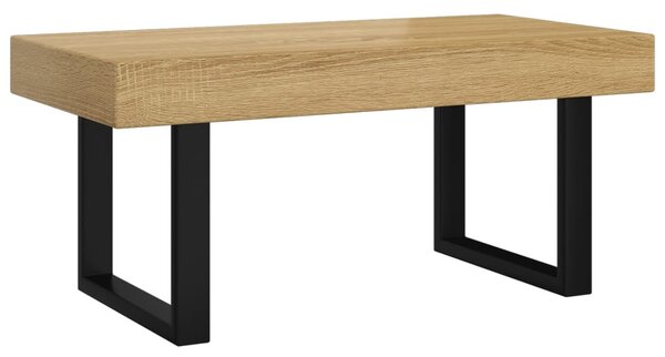 Világosbarna és fekete MDF és vas dohányzóasztal 90x45x40 cm