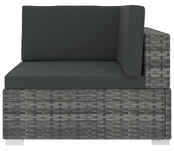 1 db szürke polyrattan moduláris sarokfotel párnákkal