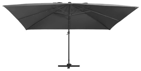 Antracit konzolos napernyő LED-del/alumínium rúddal 400x300 cm