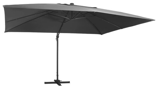Antracit konzolos napernyő LED-del/alumínium rúddal 400x300 cm