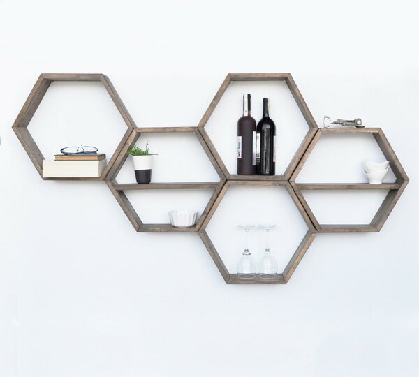 Hanah Home Fali polc Walnut Hex003