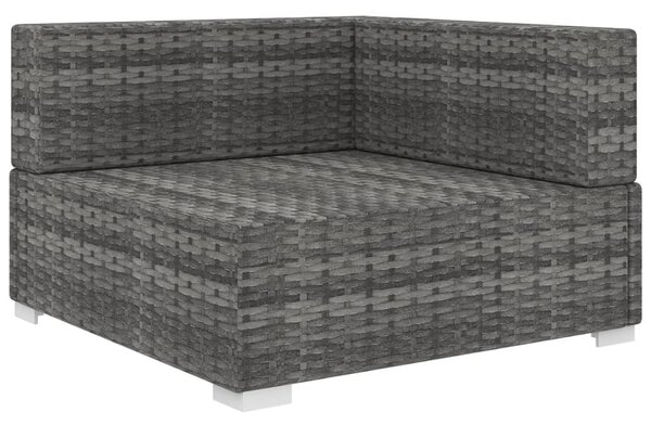 1 db szürke polyrattan moduláris sarokfotel párnákkal