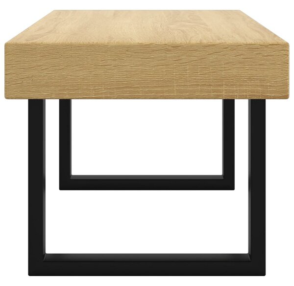 Világosbarna és fekete MDF és vas dohányzóasztal 90x45x40 cm