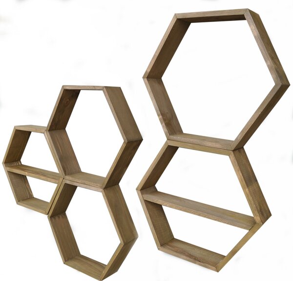 Hanah Home Fali polc Walnut Hex003
