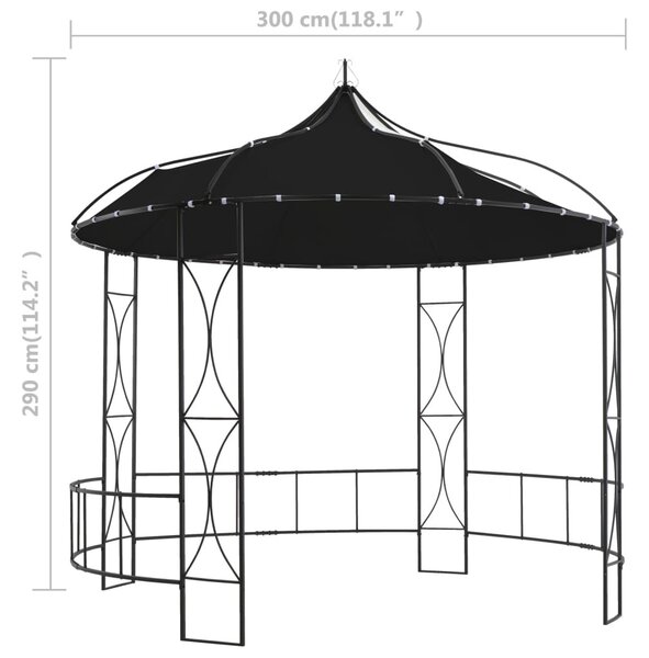 Antracitszürke kerek pavilon 300 x 290 cm