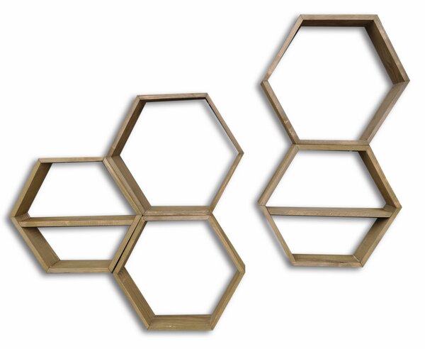 Hanah Home Fali polc Walnut Hex003