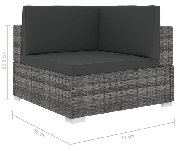 1 db szürke polyrattan moduláris sarokfotel párnákkal