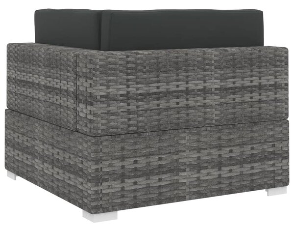 1 db szürke polyrattan moduláris sarokfotel párnákkal