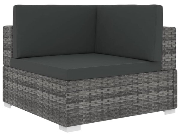 1 db szürke polyrattan moduláris sarokfotel párnákkal