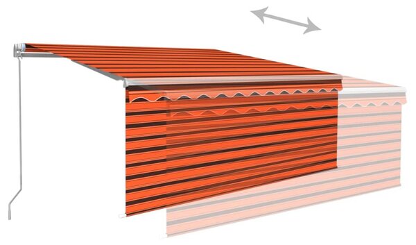 Narancssárga-barna kézzel kihúzható LED-es napellenző 3 x 2,5m