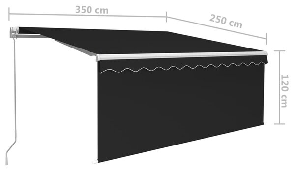 Antracitszürke kézzel kihúzható napellenző redőnnyel 3,5x2,5 m
