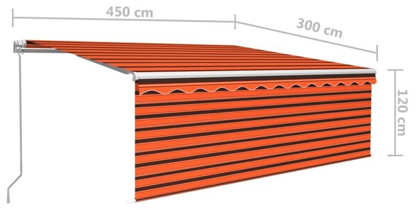 Narancs és barna kihúzható napellenző redőnnyel 4,5 x 3 m