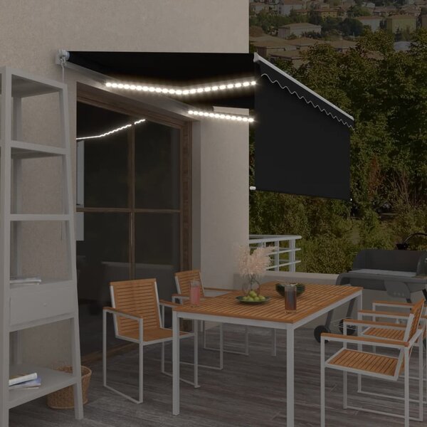 Antracitszürke kihúzható LED-es napellenző redőnnyel 3,5x2,5 m