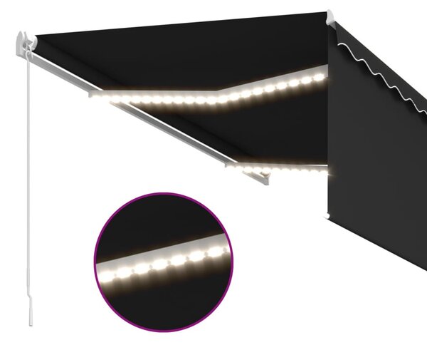 Antracitszürke kihúzható LED-es napellenző redőnnyel 3,5x2,5 m