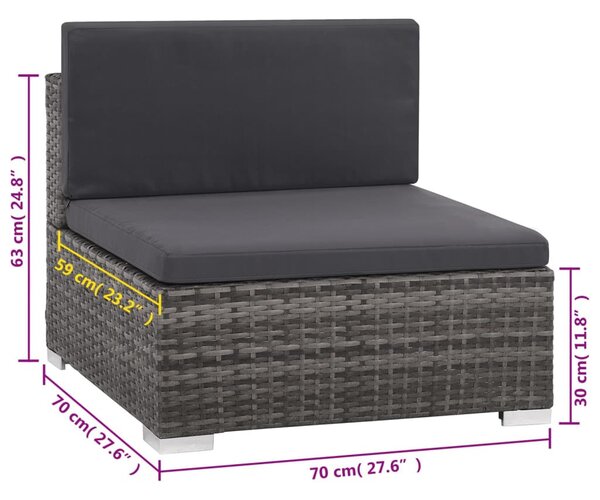 VidaXL 6 darabos szürke polyrattan kerti bútor szett párnákkal