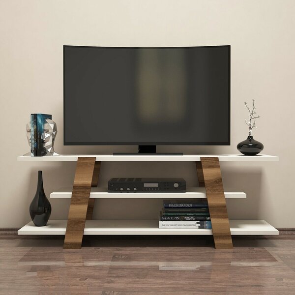 Hanah Home TV-állvány diófa krémszínű virág mintával - Dió, Krém