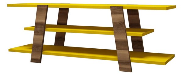 Hanah Home TV állvány Walnut Yellow Flower - dió, sárga