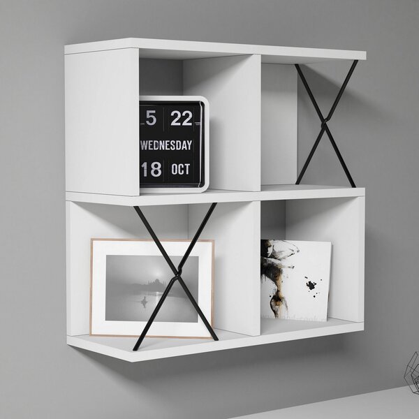 Hanah Home Wall Shelf White Black Extra - White