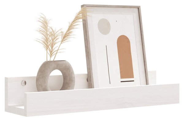 2 db fehér tömör fenyőfa fali polc 50 x 12 x 9 cm