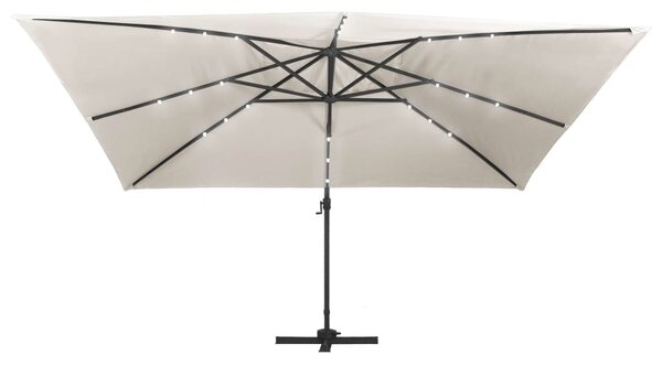 Homokszínű konzolos napernyő LED-del/alumínium rúddal 400x300cm