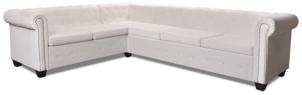 VidaXL 6 személyes fehér műbőr Chesterfield sarok kanapé