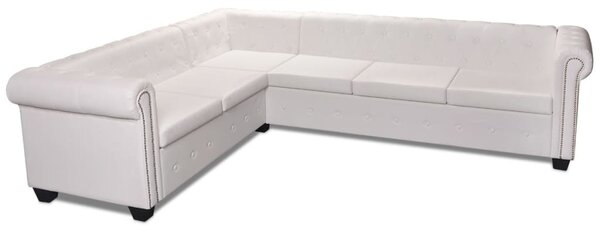 VidaXL 6 személyes fehér műbőr Chesterfield sarok kanapé