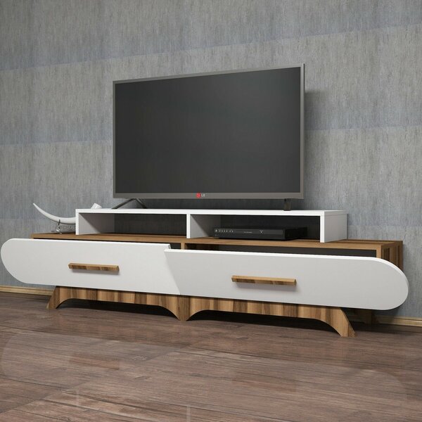 Hanah Home TV-állvány Walnut White Flora - dió, fehér
