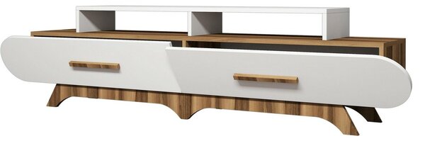 Hanah Home TV-állvány Walnut White Flora - dió, fehér