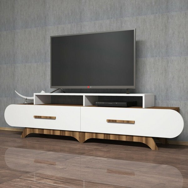 Hanah Home TV-állvány Walnut White Flora - dió, fehér