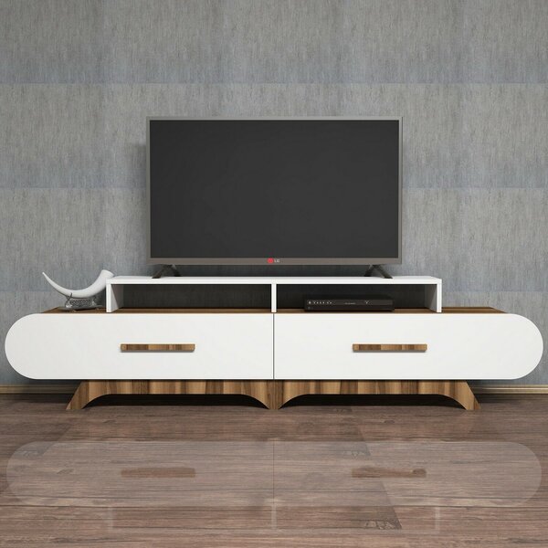 Hanah Home TV-állvány Walnut White Flora - dió, fehér