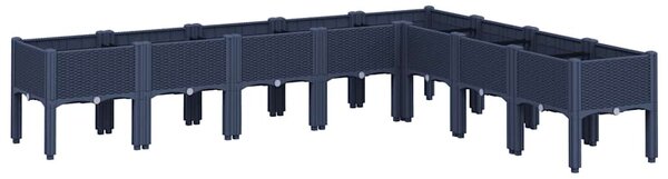 Kékszürke PP rácsos kerti ültetőláda 200 x 160 x 42 cm