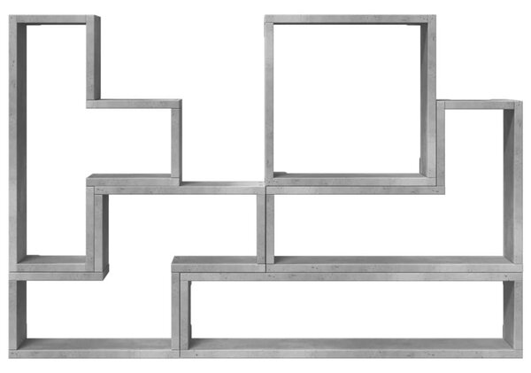 Betonszürke szerelt fa fali polc 96x12x64 cm