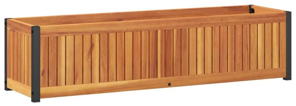 Tömör akácfa és acélkerti virágtartó 110 x 30 x 27,5 cm